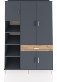 Resim Kronos Dolap 8 Raflı Tek Çekmeceli 5 Kapaklı 132x59x195 Antrasit-antrasit/çam Antrasıt/atlas Çam 