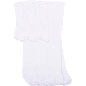 Resim Hepsine Rakip Kız / Erkek Bebek Çocuk Düz Renk Külotlu Çorap 3 Lü Paket Beyaz 
