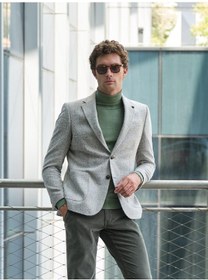Resim Erkek Yün Ceket Kırçıllı Slim Fit Mono Yaka Torba Cepli Çift Yırtmaçlı Ceket Ncs Jeans 4009-Bej 