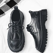 Resim Erkekler İçin İngiliz Retro İş Ayakkabısı - Yükseklik Artırıcı Kaymaz Bağcıklı Düşük Üstlü Formal Ayakkabı, PVC Tabanlı, Tüm Mevsimler İçin Rahatlık, Düğün, Ofis, Günlük Kullanım - Siyah, Şık Görünüm, Sağlam Yapı, Moda Bilincine Sahip Erkekler, Klasik Tarz, Konforlu Taban, Düğün Misafirleri İçin 
