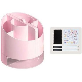 Resim Pazly Beyaz, Pembe, Siyah Kalemlik Seti 12x12x13cm - Silinebilir Kalemler & Çıkartma Pembe İçerir Pembe 