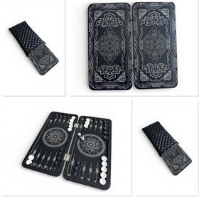Resim 2026 Tavla Mini Mobil Seyahat Katlanır Çanta Portatif Kamp Piknik Kafe Tavla Seti 24 X 12 Cm Siyah 