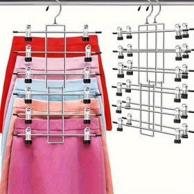 Resim 5 adet Metal Pantolon Askısı Klips ile - Kot, Etek, Eşarp için Yerden Tasarruf Sağlayan Gardırop Düzenleyici - Üniversite Yurtları ve Ev Kullanımı için İdeal, Yurt Odası Düzenleyici | Modern Askı Tasarımı | Dayanıklı Metal Askılar 