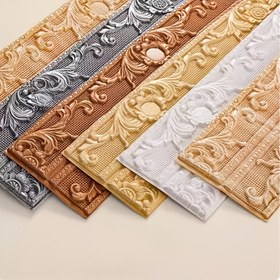 Resim 1 Rulo Vintage Avrupa 3D Kendinden Yapışkanlı Dekoratif Çizgi, Kolay Soyulup Yapıştırılabilir Köpük Köşe Trim, Su Geçirmez ve Nem Dirençli, Kaymaz Zemin Sticker, Yağ Dirençli Mutfak Köşe Hattı, Duvar Kenar Şeridi, Yatak Odası, Banyo, Mutfak, Oturma Odası, TV Arka Plan Duvarı için Uygun 