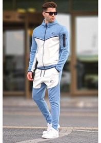 Resim Madmext İndigo Fermuarlı Erkek Eşofman Takımı 5697-indigo İndigo 