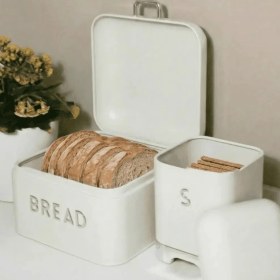 Resim Sarkap Home Krem Galvaniz 5,6 L Bread Küçük Boy Ekmeklik - 200x140mm & 2 L Storage Kutu - 115x150mm Set 