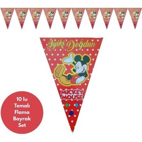 Resim İyiki Doğdun Mickey Temalı Flama Bayrak Set Süs Tüm Yaşlar 
