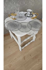 Resim ZESA HOME 6 lı Kahve Yanı Şık Sunum Pçetesi Güpür Tül Peçeteler 