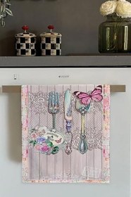 Resim Pembe Kelebek Desenlili Fırın Mutfak Havlusu 30X50Cm 