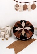Resim Ottoman Pouffe İskandinav El Yapımı Hakiki Kuzu Derisi Bohem Bahçe Balkon Bungalov Puf Minder 60x30cm(DOLGUSUZ) 