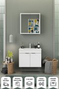 Resim Genel Markalar Fix Loft 85 Cm Banyo Dolabı,Seramik Lavabolu,Aynalı,Lavabo Dahil,Mdf,Mat Beyaz 
