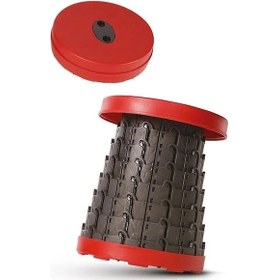 Resim Teleskopik Katlanabilir Kolay Taşınabilir Akordiyon Tabure Banyo Kamp Taburesi Kırmızı - Siyah 