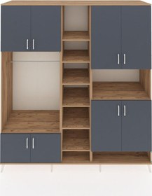 Resim Kronos Dolap 18 Raflı 8 Kapaklı Tek Askılı 220x59x243 Çam-antrasit/çam Beyaz 