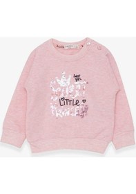 Resim Breeze Kız Çocuk Sweatshirt Nakışlı Pullu 1-4 Yaş, Somon Melanj (553857985) Çok Renkli 