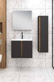 Resim Fly Mobilya Lavina Banyo Dolabı 65 cm + Lavina Boy Dolabı 30 cm Antrasit 