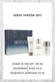 Resim Giorgio Armani Acqua Di Gio Edt 100 ml + Deodorant + Şampuan Erkek Parfüm Seti 3614274692648 
