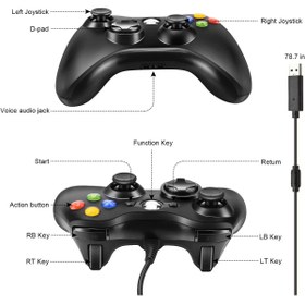 Resim xbox 360 Usb Kablolu Oyuncu Kontroller Geliştirilmiş Ergonomik Tasarım 