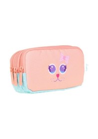 Resim Kaukko Kıds 3 Bölmeli Kalem Çantası Cute Face Cat 