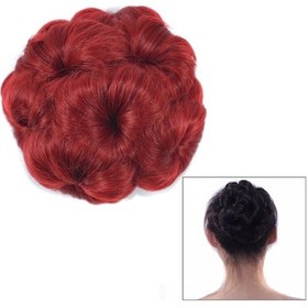 Resim Cbtx Gelin İçin Peruk Topu Kafa Çiçek Firkete Saç Çantası Peruk Kafa Bandı Kırmızı 