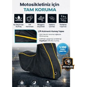 Resim Autolion Kuba Gs 125 Siyah-Sarı Dikişli Kilitli Motor Brandası,örtüsü 