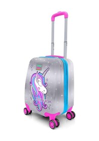 Resim Coral High Kids Pembe Gümüş Unicorn Desenli Çocuk Valizi 16728 