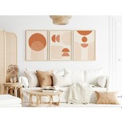 Resim Çerçeveli Modern 3'lü Tablo Seti - Soyut Desenler - Bh480 - 