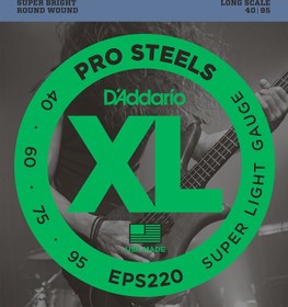 Resim D'Addario EPS220 XL ProSteels 4 Telli Bas Gitar Teli - Super Light (40-95) 