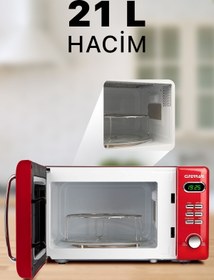 Resim G3ferrari 20L Retro Kırmızı Dijital Göstergeli Izgara Opsiyonlu Mikrodalga Fırın 