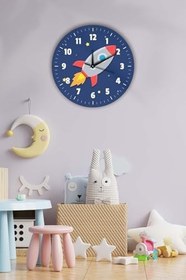 Resim Dekoratif Çocuk Odası Duvar Saati 35X35Cm Renkli BWDSCX35-0127 