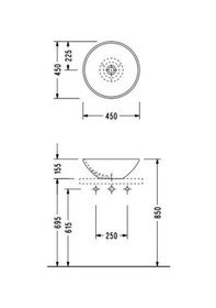 Resim Serel Tezgah Üstü Yuvarlak Çanak Lavabo 45 CM 2012D x s110H 