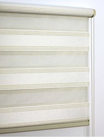 Resim Buperde Beyaz - Altın Simli Pilise Pliseli Zebra Stor Perde 