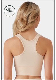 Resim Kadın Ten Rengi Sporcu Sütyeni Pedli Likralı Su Sporları Koşu Fitness Dans Sports Bra Ten Rengi 