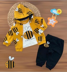 Resim Serpme Arı Figürlü Üçlü Takım Hardal 