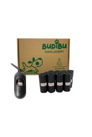 Resim Hype Store Budibu Kedi Köpek Kaka Poşeti Evcil Hayvan Dışkı Kaka Torbası Taşıma Kapsülü ve 12 Rulo (180 Poşet) 