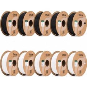 Resim Esun Pla Basic Beyaz / Siyah Filament 10 Lu Kutu 1.75 Mm 1 Kg - 5 Beyaz + 5 Siyah - Bisiparisver 