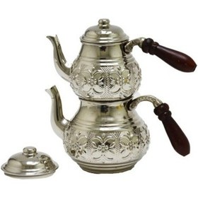 Resim Bakır Çaydanlık Büyük Boy Krom 