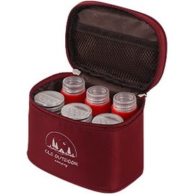 Resim Maiyame Taşra Piknik Ve Kamp İçin 6'lı Taşınabilir Baharat Seti - 3 Yağlı 3 Toz Baharat Kabı İle Taşıma Çantası Bordo Çok Renkli 