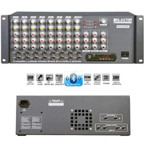Resim KÜP MİXER ANFİ 2X500W 8 KANAL STEREO BT\u002FUSB\u002FSD\u002FUK\u002FFM\u002FEKO POLAXTOR PLX-2400 8C 