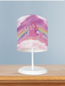 Resim Mekta Home Bebek Ve Çocuk Odası Gökuşağı Ve Unicorn Desenli Abajur 