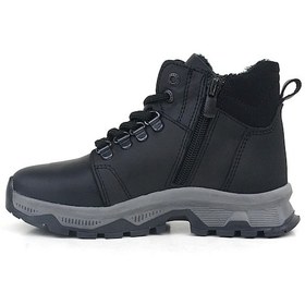 Resim Rakerplus Hakiki Deri Siyah Fermuarlı Trekking Erkek Çocuk Bot Siyah 