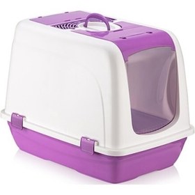Resim Mikopet Büyük Kapalı Kedi Tuvaleti Mor - 9066800052480drvs 