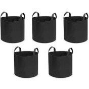 Resim Yaozixa 5'li 10 Galon Siyah Növen Kumaş Bitki Yetiştirme Çantası - Hava Geçirgen, İyi Drenajlı, Yeniden Kullanılabilir, Dayanıklı Kollü 