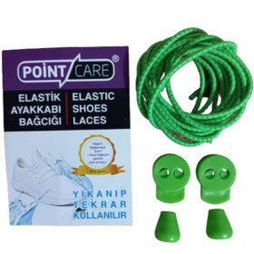 Resim Point Care Yeşil Akıllı Kilitli Elastik Ayakkabı Bağcık 100 Cm 