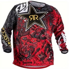Resim Chuangyinshop Rock Star Nefes Alabilir Uzun Kollu Motosiklet Yeleği Cartoon Çizgili Desen Xxxl Kırmızı 