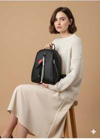 Resim Kadın Sırt Çantası Şık Anahtar Detaylı, Modern Tasarım, Günlük Kullanıma Uygun 8683255014026 Siyah 