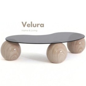 Resim Modern Orta Sehpa & Top Sehpa Cam Sehpa & Küre Orta Sehpa - Natural - Fasulye - Füme Cam 