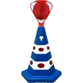 Resim Solar Kırmızı Üçgen Flaşörlü Klasik Kedi Gözlü Trafik Konisi Seti 