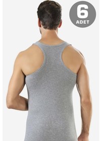 Resim 6'lı Paket Gri Erkek Rambo Sporcu Atlet %100 Pamuk Ribana Gri 