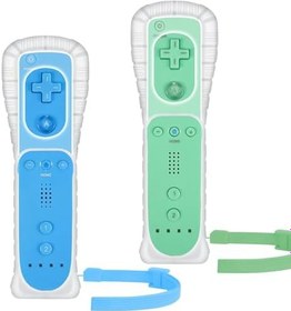 Resim Yosikr Wii Controller 2 Pack, Wii Remote Controller with Silicone Case and Wrist Strap Compatible for Wii/Wii U (Blue and Green) 