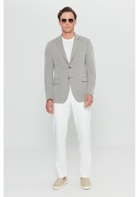 Resim Erkek Hakı 360 Her Yöne Esneyen Pamuklu Slim Fit Dar Kesim Armürlü Blazer Ceket Hakı 